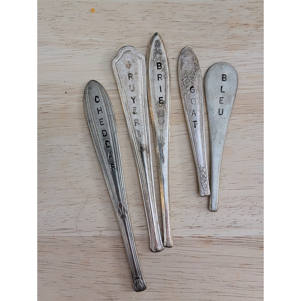 VTG Set Of‎ 5 Silverplate Cheese Markers Oneida Rogers Bernard Cottagecore